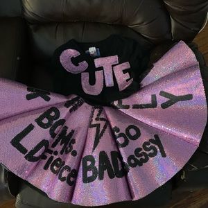 Neon Kisses custom made skirt and shirt size 10